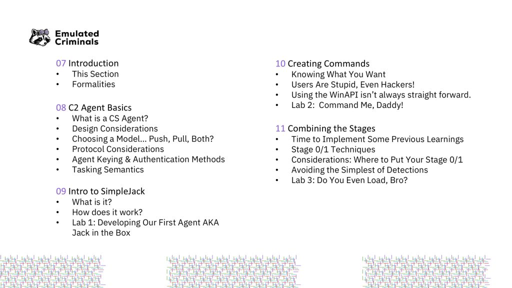 Just Hacking Training (JHT) - WMD 5 - Return of the Beacon Agenda Slide